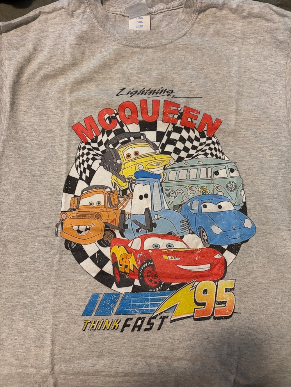 Cars Lightning McQueen Grey Adult T-Shirt